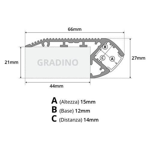 Profilo per Gradini 1m (per striscia LED) Profilo per Gradini 1m (per striscia LED)