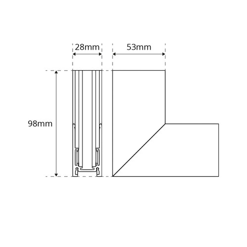 Connettore "L" Verticale per Binario Magnetico a Superficie - Nero Connettore "L" Verticale per Binario Magnetico a Superficie - Nero