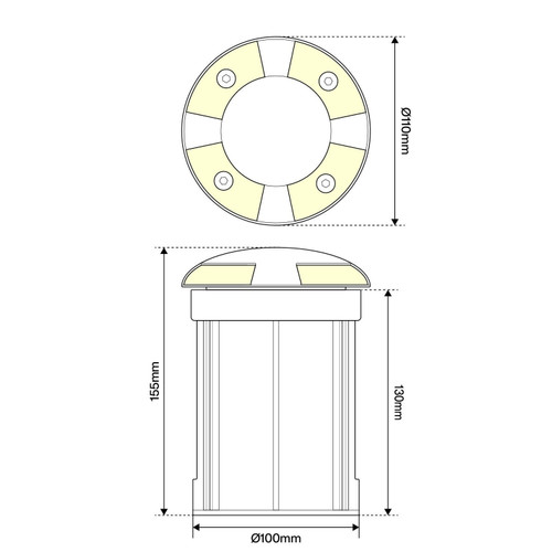 Faretto Carrabile 4 Direzioni MR16 IP67, Acciaio INOX 12/24V, Inox Faretto Carrabile 4 Direzioni MR16 IP67, Acciaio INOX 12/24V, Inox
