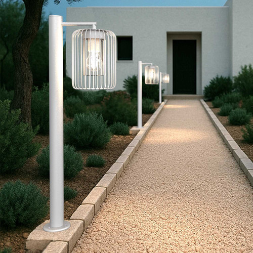 Paletto da Giardino Bianco a Lanterna 80cm Base E27 IP54 - Serie NEXUS
