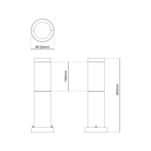 Paletto da Giardino Nero 40cm DarkLight, Acciaio INOX, base E27 Paletto da Giardino Nero 40cm DarkLight, Acciaio INOX, base E27