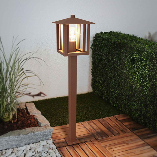 Paletto da Giardino Corten 80cm Acciaio INOX, Base E27 - Serie PILLAR