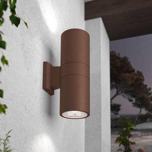 Applique Cilindrica Bidirezionale XL, IP54, Con 2 basi E27 - Corten