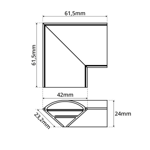 Angolo di Giunzione 90° per Profilo Angolare Doppia Striscia LED Angolo di Giunzione 90° per Profilo Angolare Doppia Striscia LED