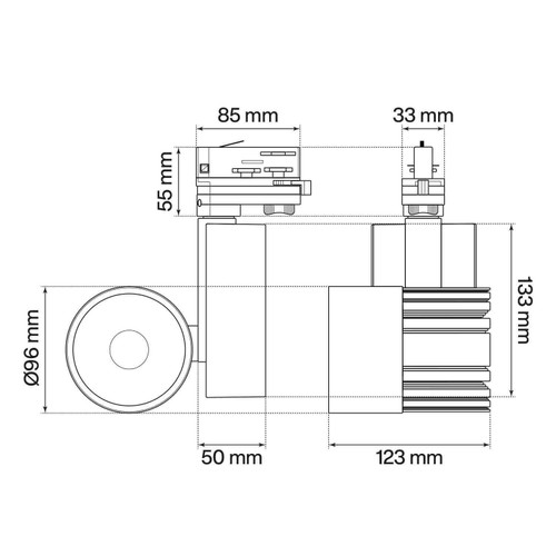 Faro LED 40W Binario Trifase, Nero, CRI92, 100°, Bridgelux LED Faro LED 40W Binario Trifase, Nero, CRI92, 100°, Bridgelux LED
