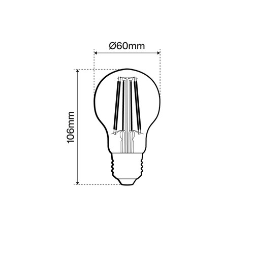 Lampada LED E27 4W a Filamento 210lm/W, CLASSE A, No Flickering - A60 Lampada LED E27 4W a Filamento 210lm/W, CLASSE A, No Flickering - A60