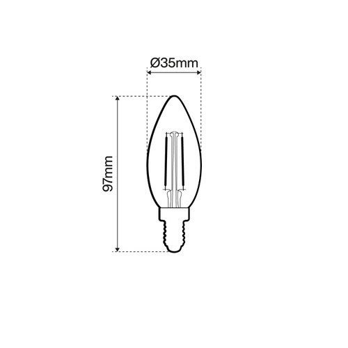 Lampada LED E14 1W a Filamento 1800K, No Flickering - C35 Lampada LED E14 1W a Filamento 1800K, No Flickering - C35