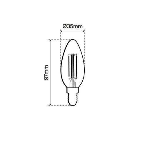 Lampada LED E14, 4W a Filamento, C35, No Flickering Lampada LED E14, 4W a Filamento, C35, No Flickering