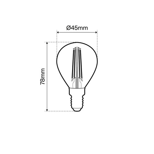 Lampada LED E14 6W a Filamento 150lm/W, No Flickering - P45 Lampada LED E14 6W a Filamento 150lm/W, No Flickering - P45