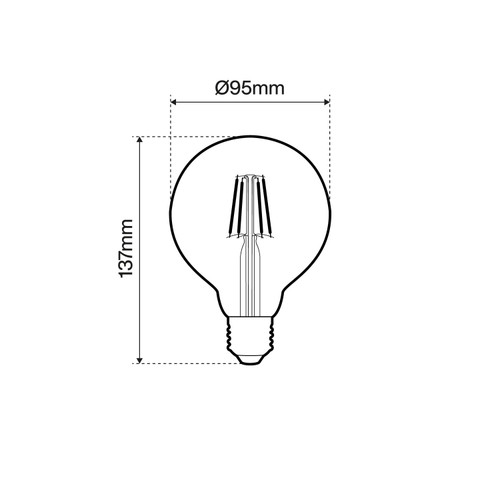 Lampada LED E27 4W a Filamento 150lm/W, No Flickering - G95 Lampada LED E27 4W a Filamento 150lm/W, No Flickering - G95