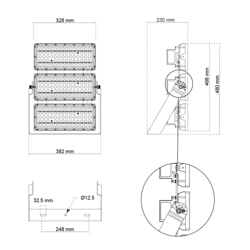 Faro Modulare LED 600W IP66, 167lm/W, No Flickering - PHILIPS Xitanium Faro Modulare LED 600W IP66, 167lm/W, No Flickering - PHILIPS Xitanium