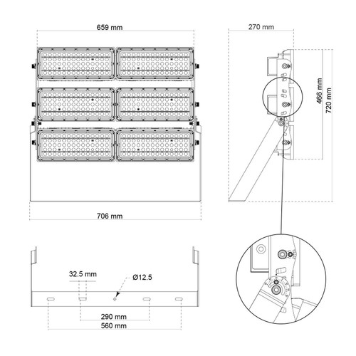 Faro Modulare LED 1.200W IP66 167lm/W No Flickering - PHILIPS Xitanium Faro Modulare LED 1.200W IP66 167lm/W No Flickering - PHILIPS Xitanium