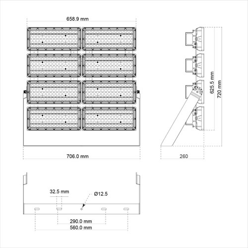 Faro Modulare LED 1600W 167lm/W,IP66,NO FLICKERING - PHILIPS Xitanium Faro Modulare LED 1600W 167lm/W,IP66,NO FLICKERING - PHILIPS Xitanium