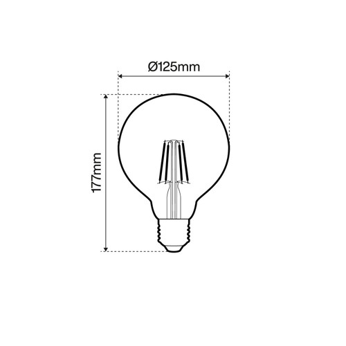 Lampada LED E27 6W a Filamento 150lm/W, No Flickering - G125 Lampada LED E27 6W a Filamento 150lm/W, No Flickering - G125