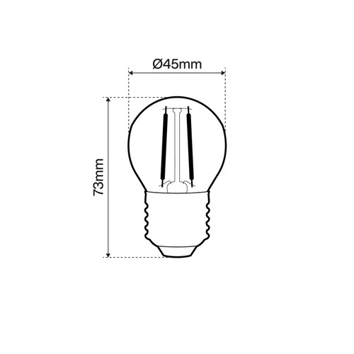 Lampada LED E27 6W a Filamento 140 lm/W, Dimmerabile - G45 Lampada LED E27 6W a Filamento 140 lm/W, Dimmerabile - G45