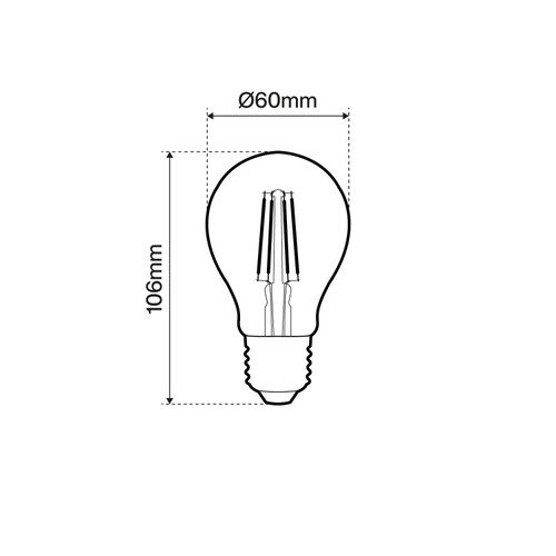 Lampada LED E27 8W a Filamento Ambrata, Dimmerabile - A60 Lampada LED E27 8W a Filamento Ambrata, Dimmerabile - A60