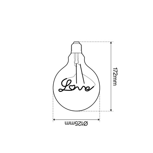 Lampada LED E27 a Filamento con scritta LOVE, 2W - G125 Lampada LED E27 a Filamento con scritta LOVE, 2W - G125