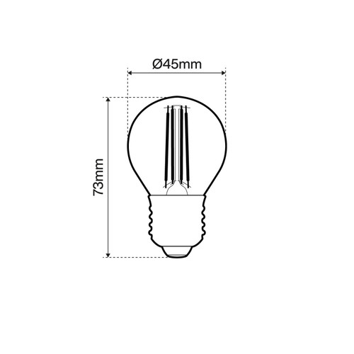 Lampada LED E27 4W a Filamento 1800K, No Flickering - G45 Lampada LED E27 4W a Filamento 1800K, No Flickering - G45