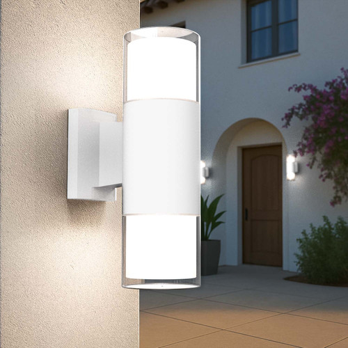 Applique Cilindrica Bidirezionale Bianca, IP54 con 2 basi GU10