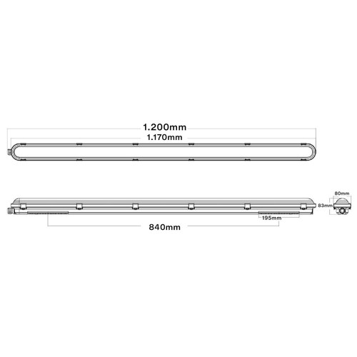 Plafoniera LED 120cm 40W IP66, CCT, 6.400lm 160lm/W - LUMILEDS LED Plafoniera LED 120cm 40W IP66, CCT, 6.400lm 160lm/W - LUMILEDS LED