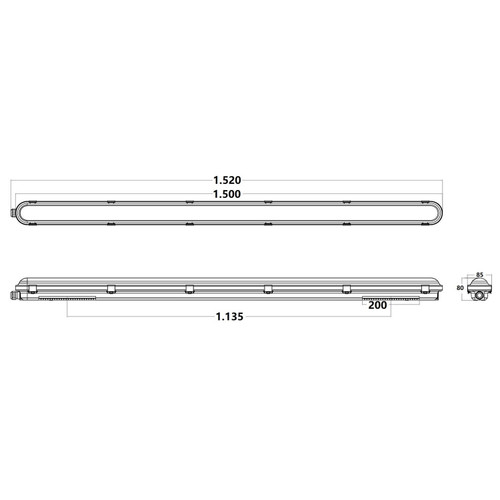 Plafoniera LED 150cm 55W IP66, CCT, 8.800lm 160lm/W - Dimmerabile DALI Plafoniera LED 150cm 55W IP66, CCT, 8.800lm 160lm/W - Dimmerabile DALI