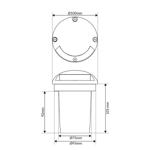 Faretto Calpestabile GU10 Monodirezionale IP66 - Doppio pressacavo