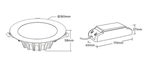 Faro da incasso 18W RGB+CCT IP20, Angolo 120°, foro Ø150 - 160 mm Faro da incasso 18W RGB+CCT IP20, Angolo 120°, foro Ø150 - 160 mm