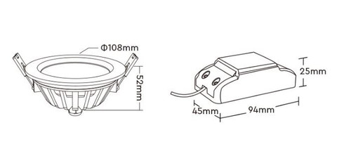 Faretto da incasso 6W RGB+CCT IP54, Angolo 60°, foro Ø100mm Faretto da incasso 6W RGB+CCT IP54, Angolo 60°, foro Ø100mm