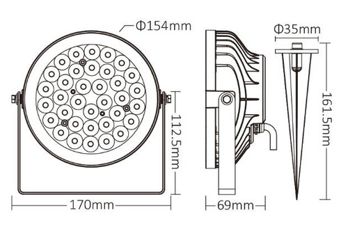 Faro LED 15W RGB+CCT IP66, da Telecomando e ZIGBEE con Picchetto e Staffa