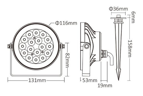 Faro LED 9W RGB+CCT IP66, da Telecomando, con Picchetto e Staffa Faro LED 9W RGB+CCT IP66, da Telecomando, con Picchetto e Staffa