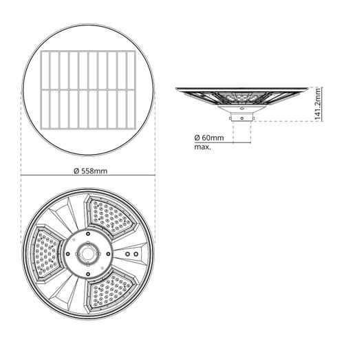 Lampione LED Solare da Giardino PRO-SGL-300W IP65 CCT Bianco Variabile Lampione LED Solare da Giardino PRO-SGL-300W IP65 CCT Bianco Variabile