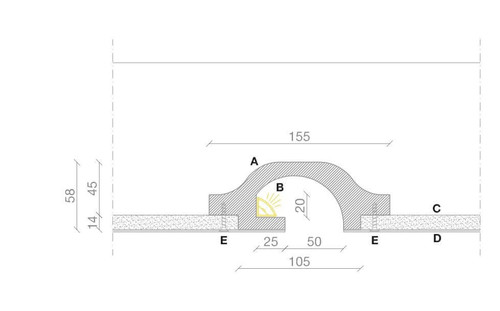 Cornice da Incasso Pitturabile a luce Indiretta per Striscia LED - 1,15m Cornice da Incasso Pitturabile a luce Indiretta per Striscia LED - 1,15m