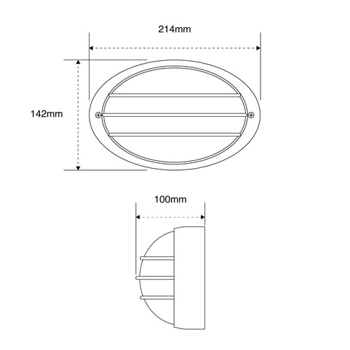 Plafoniera E27 IP54, Grigia, 214x142mm con Griglia Plafoniera E27 IP54, Grigia, 214x142mm con Griglia