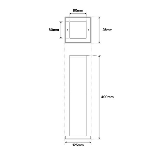 Paletto da Giardino 40cm Quadrato in acciaio INOX, IK06, IP54, base E27 Paletto da Giardino 40cm Quadrato in acciaio INOX, IK06, IP54, base E27