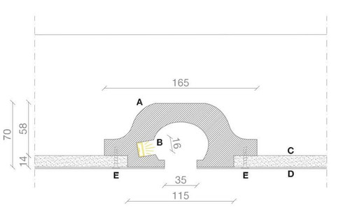 Taglio di luce indiretta per 1 o 2 strip led Taglio di luce indiretta per 1 o 2 strip led
