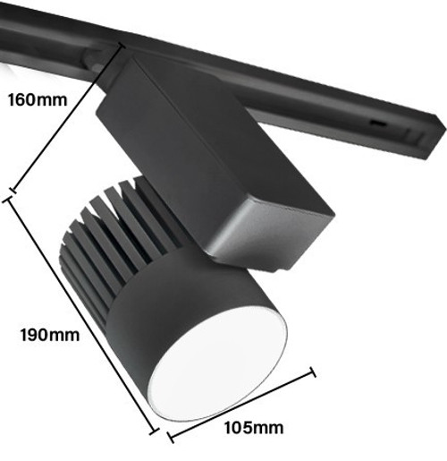 Faretto LED 40W per Binario Monofase CRI92, 120lm/W, ang. 100° Faretto LED 40W per Binario Monofase CRI92, 120lm/W, ang. 100°