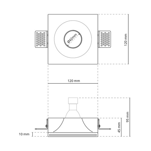 Portafaretto Quadrato GU10 e MR16 in Gesso Pitturabile, Ø120x120 mm Portafaretto Quadrato GU10 e MR16 in Gesso Pitturabile, Ø120x120 mm