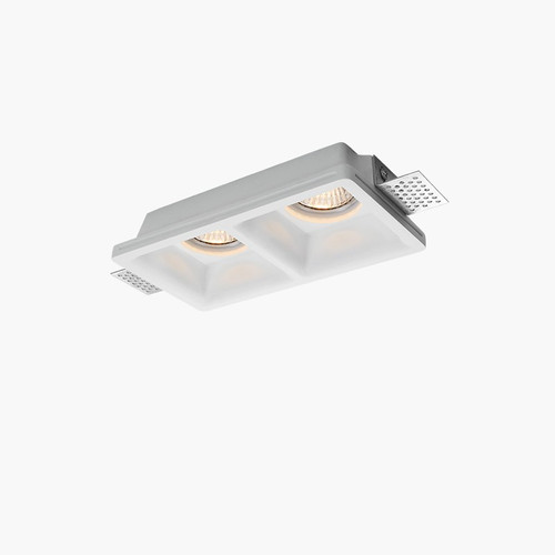 Portafaretto 2xGU10 e MR16 in Gesso Pitturabile Rettangolare 190x100mm