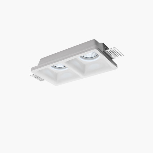Portafaretto 2xGU10 e MR16 in Gesso Pitturabile Rettangolare 190x100mm Portafaretto 2xGU10 e MR16 in Gesso Pitturabile Rettangolare 190x100mm