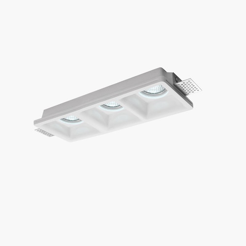 Portafaretto 3xGU10 e MR16 in Gesso Pitturabile Rettangolare 280x100mm Portafaretto 3xGU10 e MR16 in Gesso Pitturabile Rettangolare 280x100mm