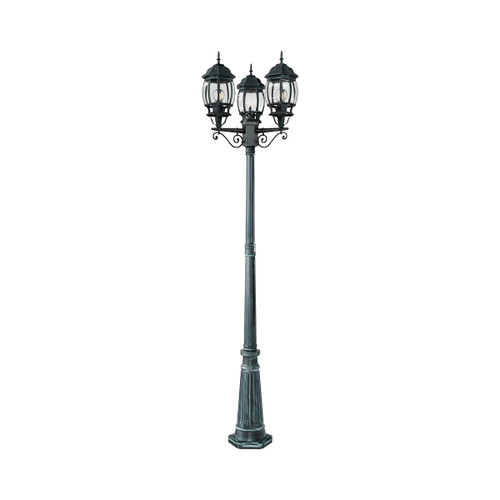Lampione Storico con 3 Lanterne 215cm E27 IP54 Verde Anticato - Serie BELLINI