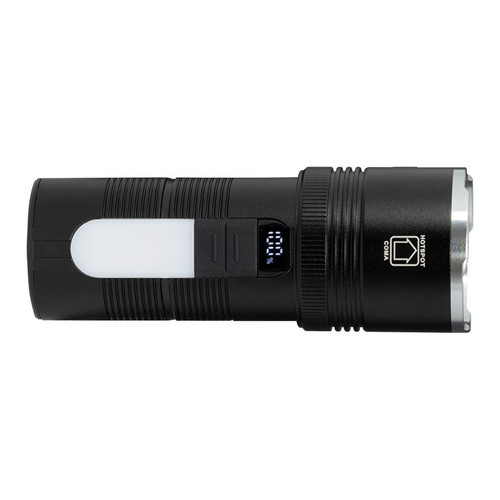 Torcia LED ricaricabile 10W, con funzione di Power Bank e luce laterale Torcia LED ricaricabile 10W, con funzione di Power Bank e luce laterale