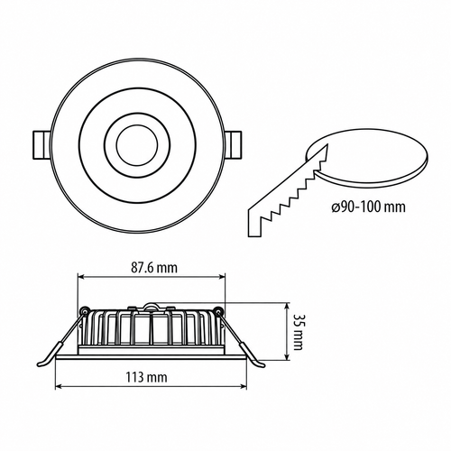 Faro LED da incasso 10W Dimmerabile, Foro ø90mm, Bianco Variabile CCT