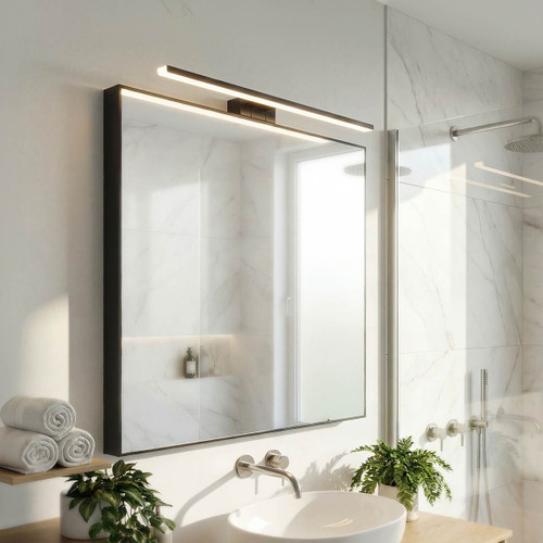 Lampada LED da Specchio 60cm Nera 12W IP54 Tripla Installazione