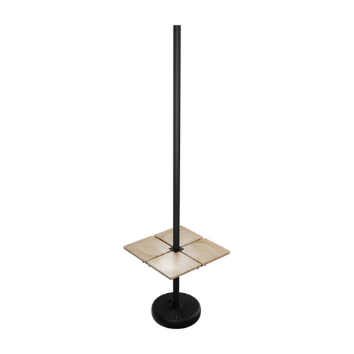 Palo Nero per Lampade Solari 2,7m con Tavolino Quadrato e Base Zavorrabile