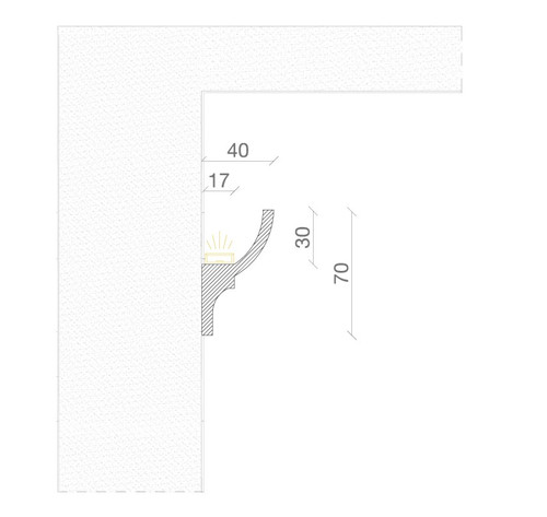 Cornice Pitturabile Stondata per Pareti Curve per Strisce LED - 2m
