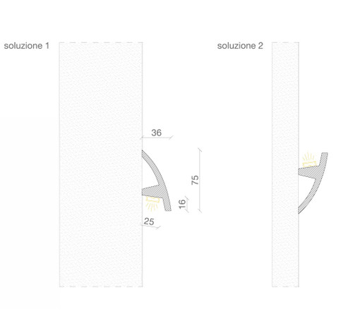 Cornice Pitturabile Curva Flessibile da Parete per Strisce LED - 2m