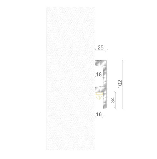 Cornice Pitturabile Squadrata Flessibile XL da Parete per Strisce LED - 2m