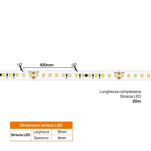 Striscia LED 48V 15W/m Ultra Long Professionale - IP67 - 20 metri