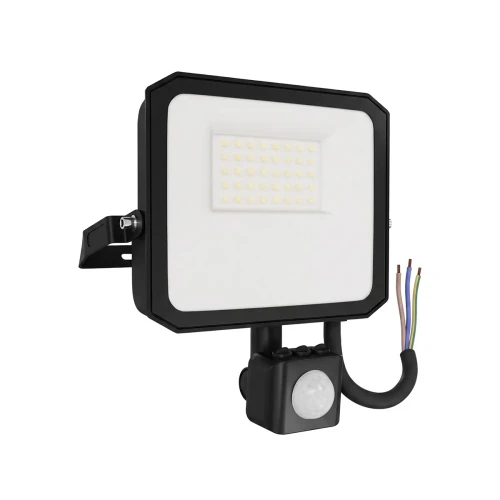 Faro LED 30W IP65 Nero con Sensore di Movimento e OSRAM chip LED
